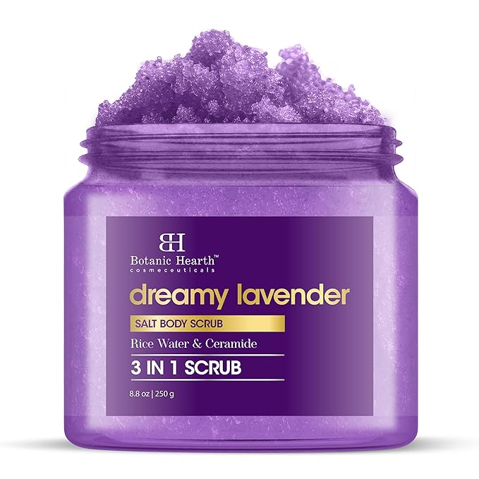Botanic Hearth Dreamy Lavender Body Scrub 8.8 fl oz - Gently Exfoliates and Moisturizes Skin, Infused with Natural Lavender Oil and Essential Nutrients for Smooth and Radiant Skin