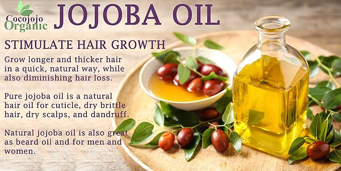 Cocojojo Jojoba Oil Organic, Jojoba Oil for Hair Growth for Skin, Face, 100% Pure Natural, Cold Pressed, Deep Moisturizing Anti-Aging, Essential Oils - 8 Fl Oz