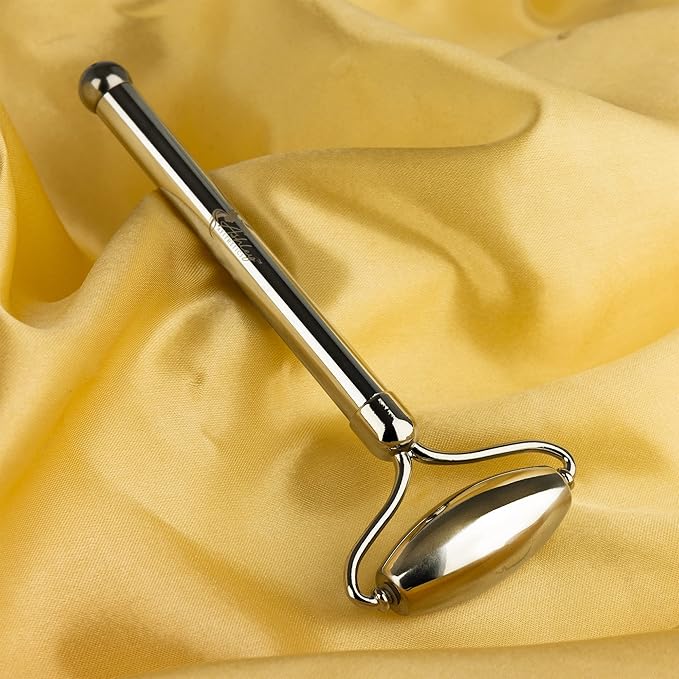 Stainless Steel Ice Roller & Rose Quartz Facial Set | Luxury Skin Care Tools for Lymphatic Drainage, Product Absorption, Skin Tightening, & Relaxation