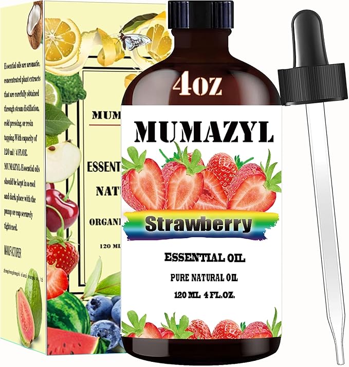 Strawberry Essential Oil, Strawberry Oil 4 Fl Oz 120ML for Diffuser Humidifier Yoga Cleaning DIY Candle Soap Making Essential Oils