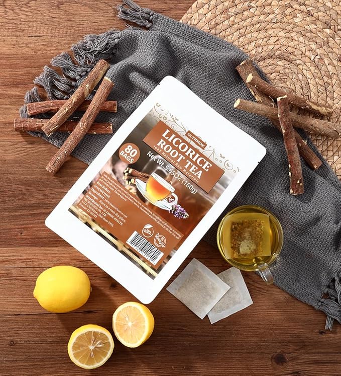 Premium 80 Licorice Root Tea Bags, Made with 100% High Sweetness Wild Licorice Root, No Additives & Caffeine Free.