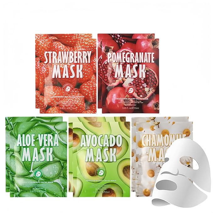 Facial mask Moisturizing face Mask - 10 Sheets, Deep Hydration, Improves Dry Skin, Sheet Mask, skincare for All Skin Types (10PCS, MIX)