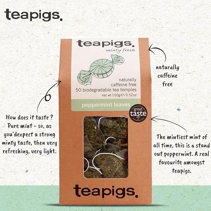 Teapigs Peppermint Leaves Tea Bags Made with Whole Leaves (1 Pack of 50 Tea Bags)
