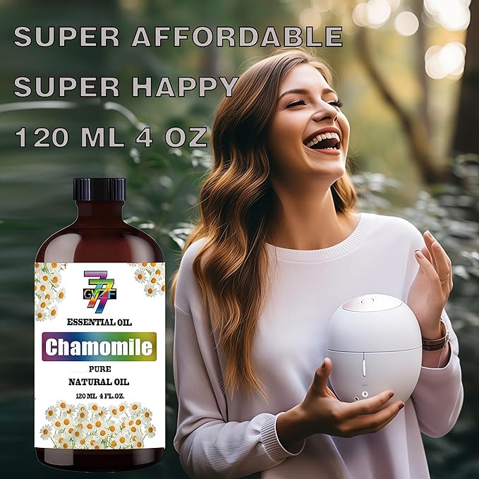 Chamomile Essential Oil (4 oz) – 100% Pure Fragrance Oil for Diffusers, Humidifiers, Relaxation, Bath, Candles, Soap Making, DIY, Home Cleaning, Gifts – Sweet Floral Scent