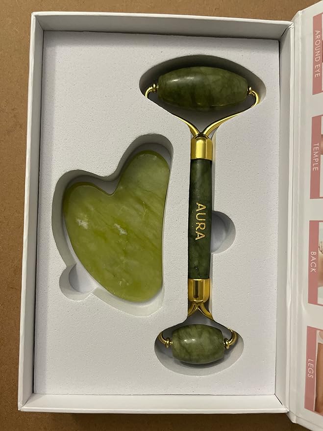 Premium Certified Luxury Green Jade Roller and Guasha for anti aging skin care