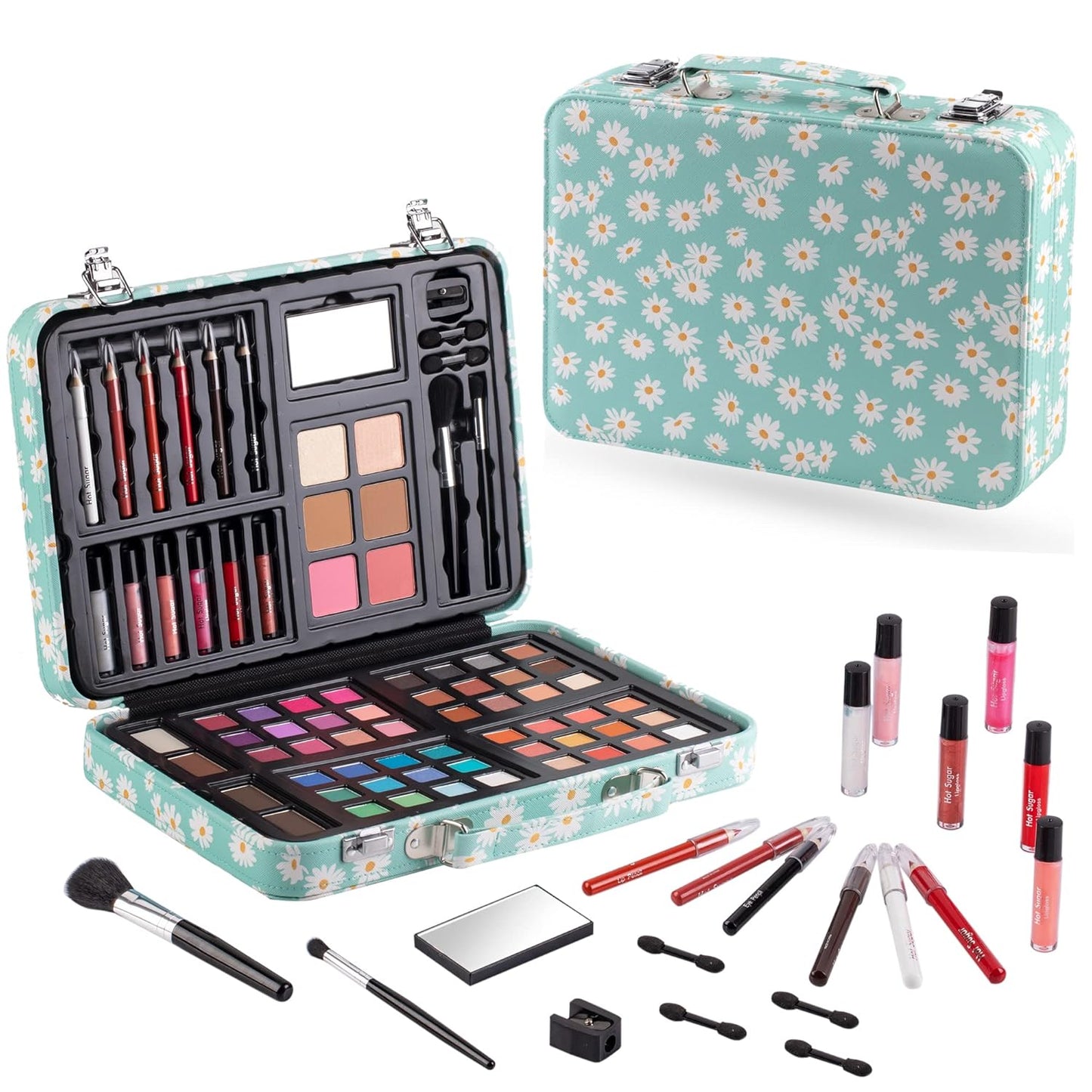 Hot Sugar Makeup Kit for Teenager Girls 10-12, All in One Beginner Makeup Kit for Women Full Kit, Teen makeup kit Cosmetic Gift Set on Birthday Christmas (MINT DAISY)