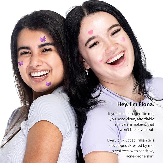 Frilliance Purple Butterfly Shaped Power Boost Salicylic & Hydrocolloid Acne Pimple Patches for Zits and Blemishes (18 Count, 2 Sizes), Vegan and Cruelty Free