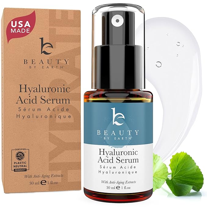 Hyaluronic Acid Serum for Face - USA Made with Natural & Organic Ingredients, Hydrating Anti Aging Face Serum, Softens and Smoothes Dry & Sensitive Skin, Fragrance Free Day & Night Facial Serum