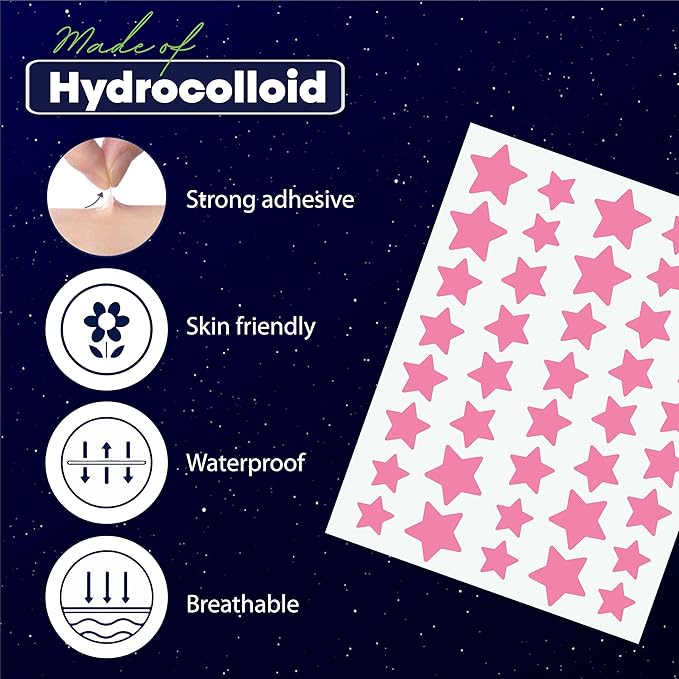 Star Pimple Patches for Face – Hydrocolloid Acne Patches for Quick Zit Relief And Blemishes, Invisible Spot Stickers That Stay All Night, Gentle for All Skin Types, Oil-Free (40 Count)