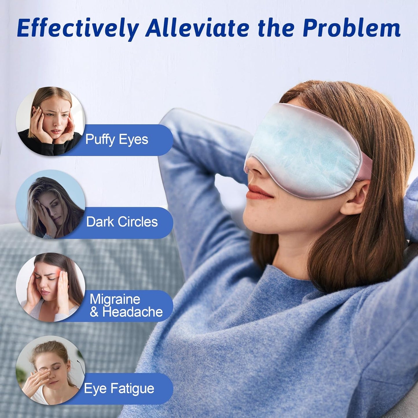 Cooling Eye Mask, Cold Eye Masks for Dark Circles, Puffiness, Headache, Migraines Weighted Gel Eye Mask Eye Ice Pack Reusable Cold Eye Compress (Pink)