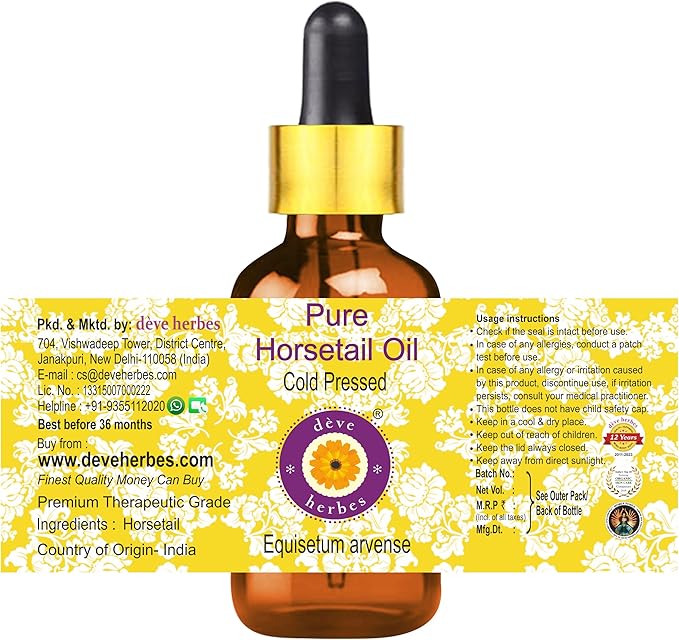 Deve Herbes Pure Horsetail Oil (Equisetum arvense) Cold Pressed 200ml (6.76 oz)