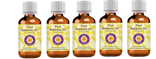 dève herbes Pure Babassu Oil (Attalea speciosa) Cold Pressed (Pack of Five) 100ml X 5 (16.9 oz)