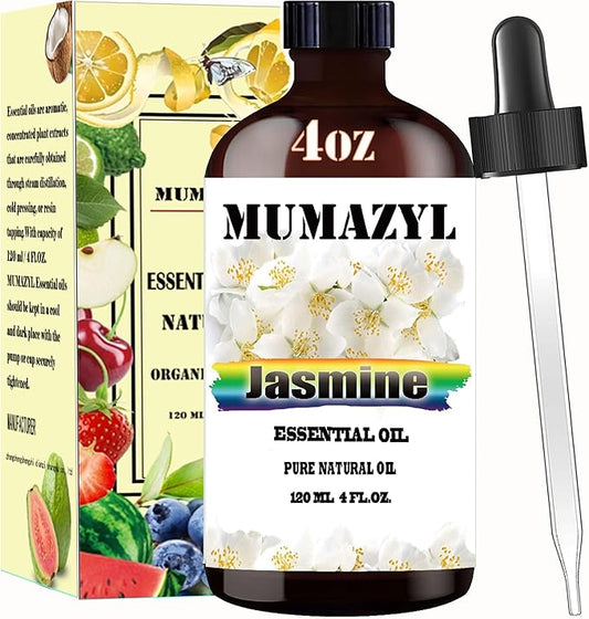 Jasmine Essential Oil, Jasmine Oil 4 Fl Oz 120ML for Diffuser Humidifier Yoga Cleaning DIY Candle Soap Making Essential Oils