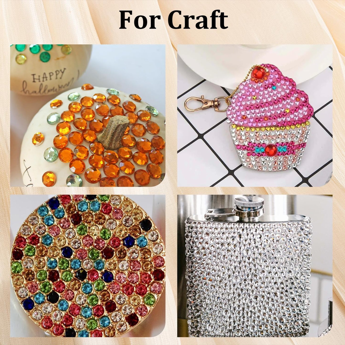 Colorful Face Gems for Makeup Set, Flatback Gorgeous Charming Clear Gass Gem with Makeup Glue+Picker Pencil+Tweezer+Dual-End Dotting Tool for Eye Body Hair Make-up and Nail Art Deco