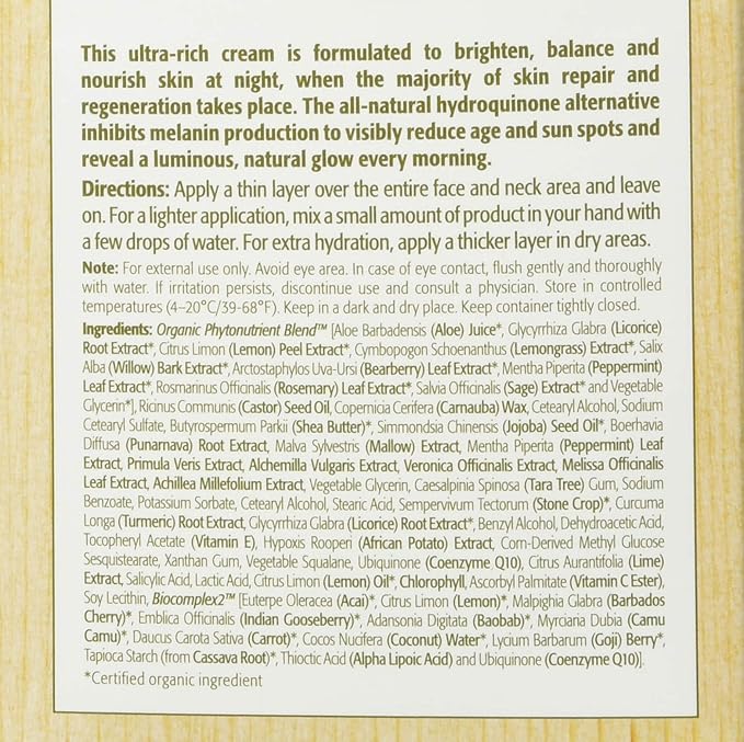 Eminence Bright Skin Overnight Correcting Cream, Multi, Reg, 2 Ounce