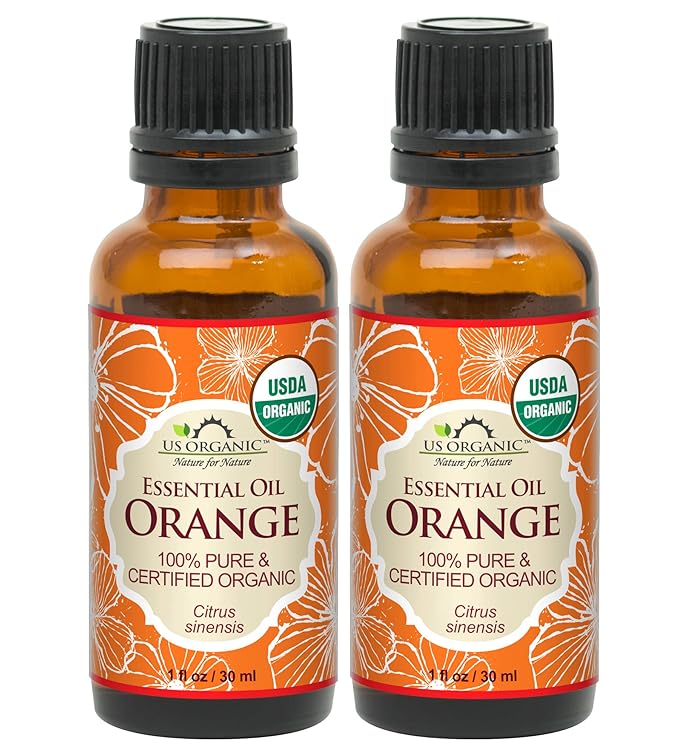 US Organic 100% Pure Sweet Orange Essential Oil - USDA Certified Organic - 30 ml Pack of 2 - w/Improved caps and droppers (More Size Variations Available)