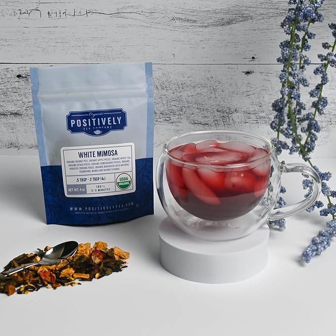 Organic Positively Tea Company, White Mimosa White Tea, Loose Leaf, 16 Ounce