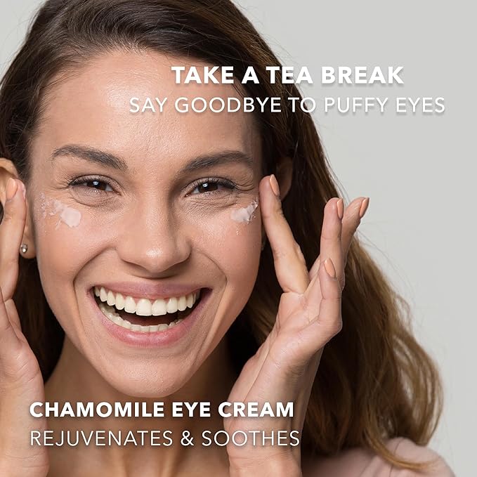 Earth To Skin Tea Time Chamomile Eye Cream – Hydrating & Soothing Eye Treatment with Vitamin E, Vitamin C & Jojoba Oil – 0.75 fl oz