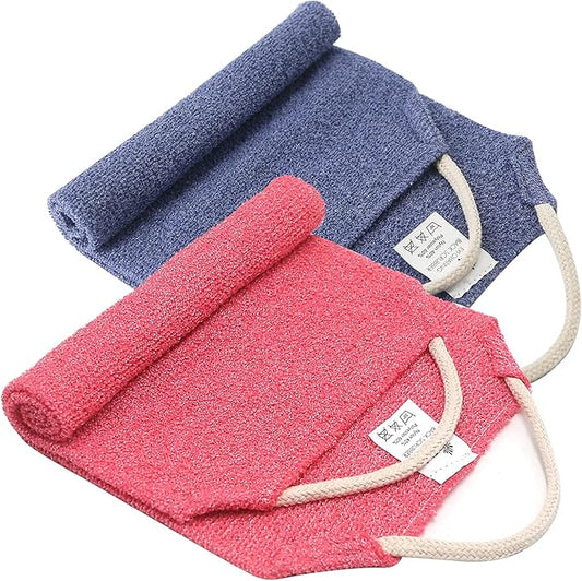 Evridwear Exfoliating Back Scrubber with Handles Two Sides for Body Shower Deep Cleans Skin Massages Invigorating Blood Circulation Men Women One Size (Pink and Blue)