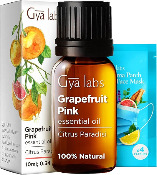 Gya Labs Grapefruit Essential Oil for Skin & Diffuser - 0.34 Fl Oz - 100% Pure Natural Grapefruit Oil for Skin, Hair, Aromatherapy DIY & Candle Making - Zesty & Refreshing Scent