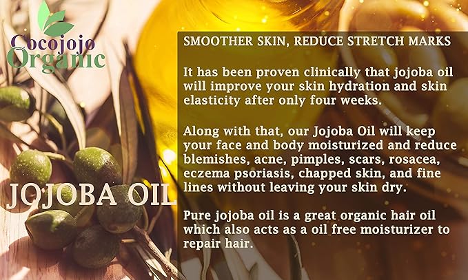 Dr Joe Lab Jojoba Oil Organic, Jojoba Oil for Hair Growth, Jojoba Oil for Skin, Jojoba Oil for Face, 100% Pure Natural, Cold Pressed, Deep Moisturizing Anti-Aging, Essential Oils -128 Fl Oz