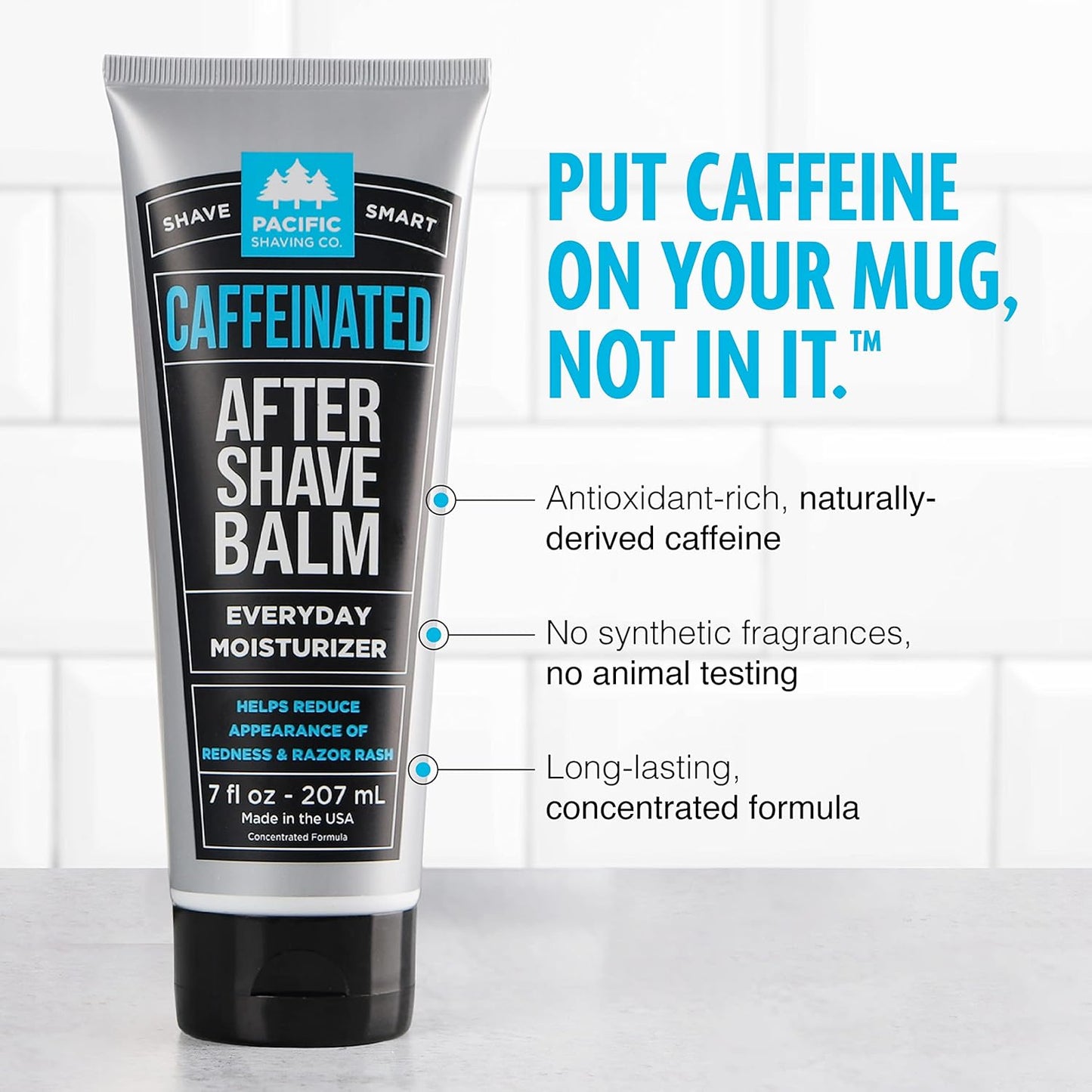 Pacific Shaving Company Caffeinated Shaving Cream & Aftershave Set - Shave Kit for Men - Antioxidant + Caffeine Enriched Shave Cream + Aftershave Lotion (3.4 Oz, 2 Pack)