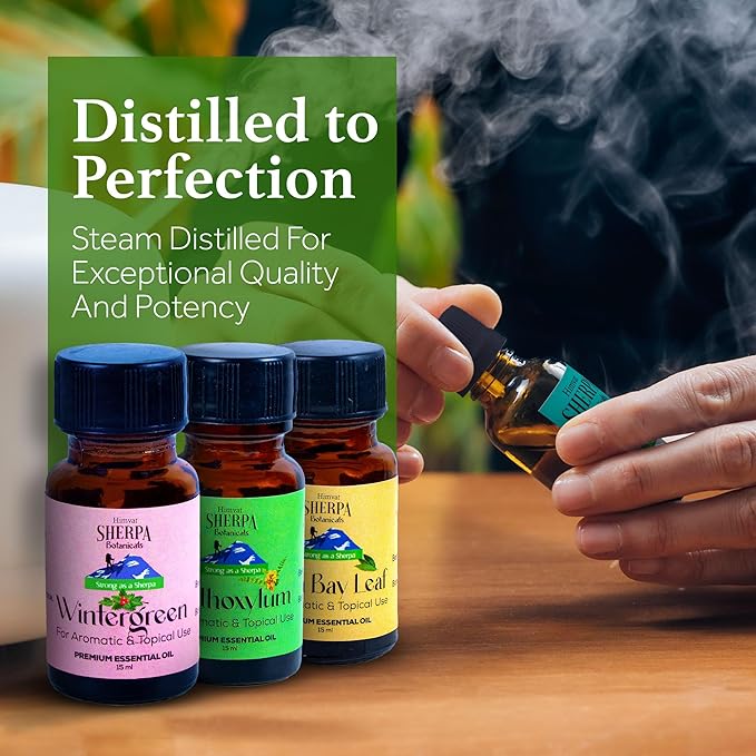 Lemongrass Essential Oil by Sherpa Botanicals - 100% Pure & Natural Oils - Ideal for Aromatherapy, Diffusers, Home Fragrance -Uplifting Citrusy Aroma for Wellness Practices - Vegan, Paraben-Free, 15mL