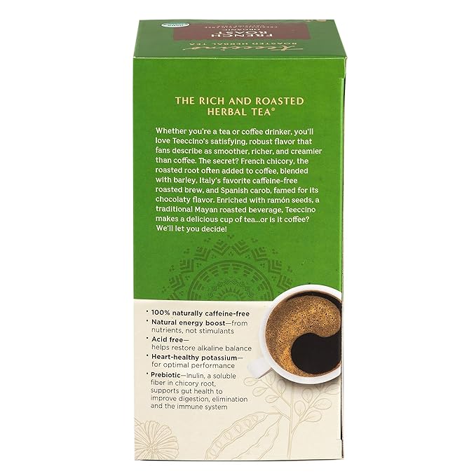 Teeccino French Roast Herbal Tea - Rich & Roasted Herbal Tea That’s Caffeine Free & Prebiotic for Natural Energy, Coffee Alternative, 25 Tea Bags (Pack of 3)