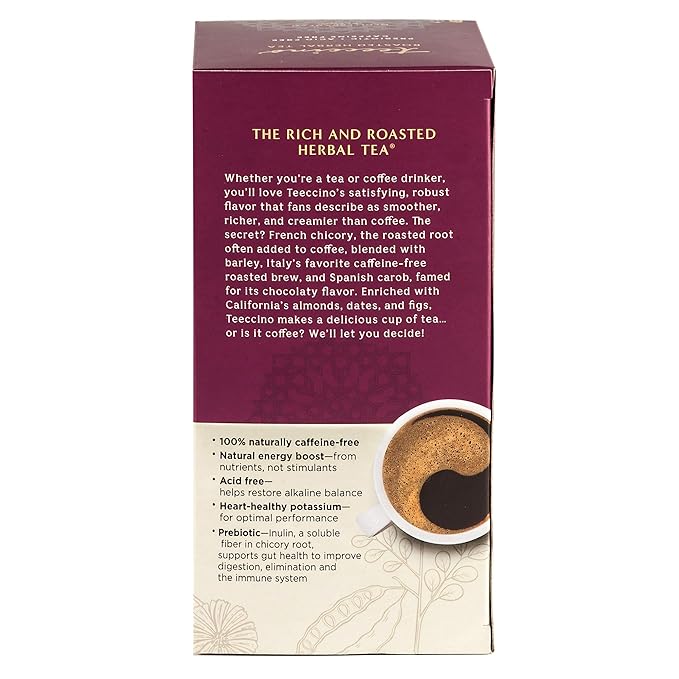 Teeccino Irish Cream Herbal Tea, Rich & Roasted Herbal Tea That’s Caffeine Free & Prebiotic for Natural Energy, 25 Tea Bags