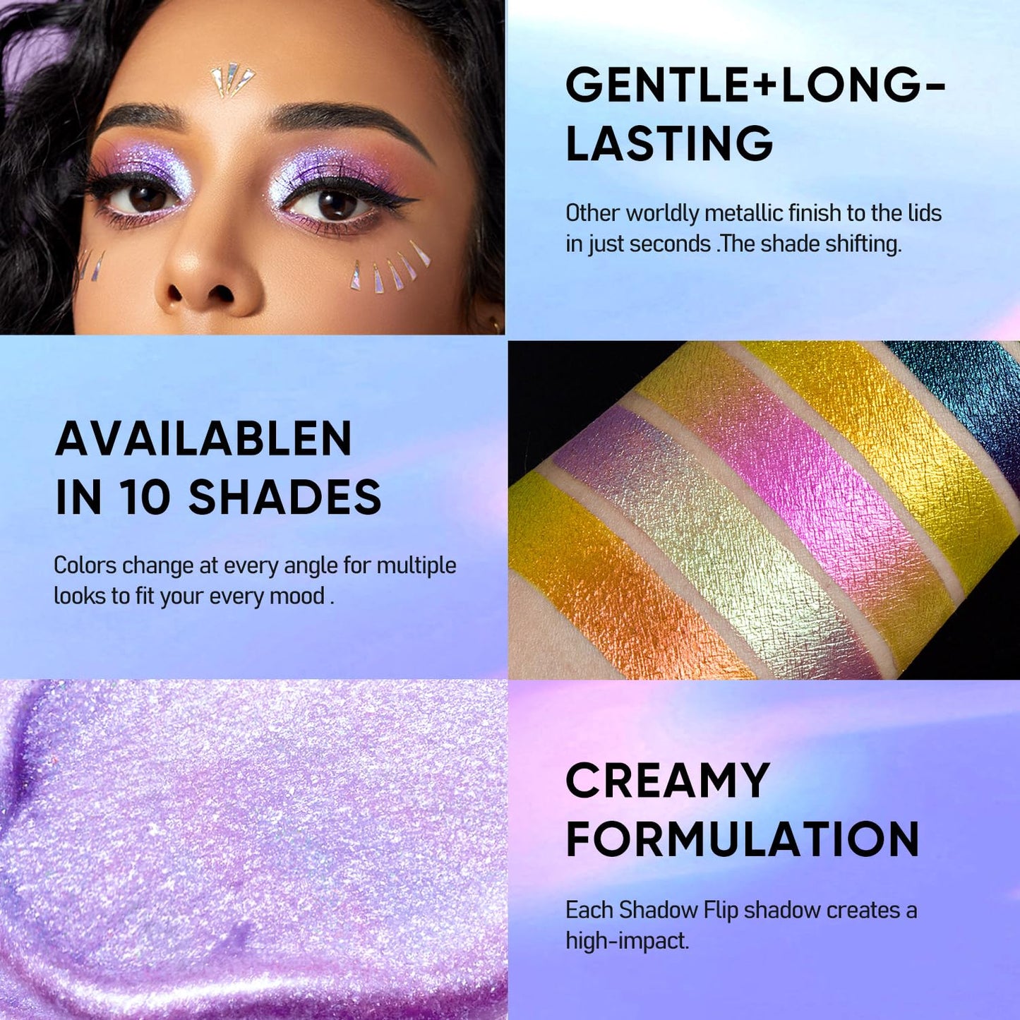 MAKI YIKA 3Pc Glitter Eyeshadow Liquid Multichrome Eyeshadows Long Lasting, Metallic Chameleon Eye Shadow Smudgeproof Holographic Eye Topper Glitters (#1+5+6)