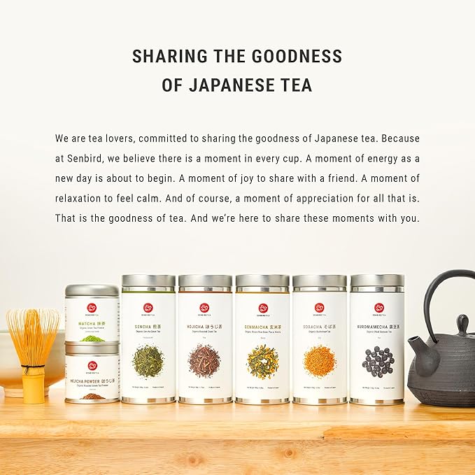 Senbird Organic Kuromamecha - Japanese Black Soybean Tea - From Hokkaido, Japan - Loose Leaf Kuromame Tea in Airtight Tea Tin (5.3oz/150g)