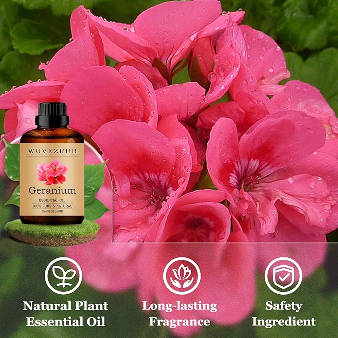 Geranium Essential Oils 240ML, Pure Geranium Essential Oil for Aromatherapy Diffuser - 8 Fl Oz