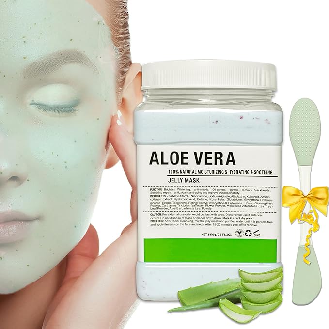 Jelly Mask Powder for Facials,Rose Jelly Masks For Facials Professional, Aloe Vera Jelly Face Mask,Face Masks with Double-ended Silicone Brush, 23 Fl Oz