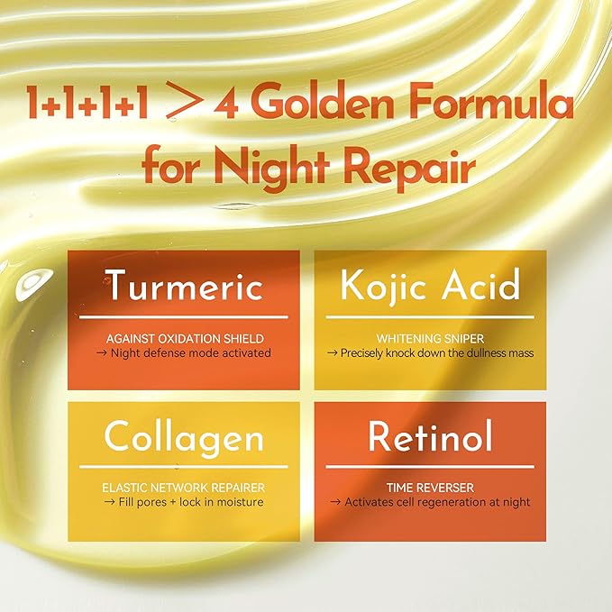 Turmeric Collagen Night Wrapping Mask | Hydrating & Firming Peel-Off Facial Care with Hydrolyzed Collagen | Refines Texture & Supports Elasticity | For All Skin Types | 2.61 fl.oz