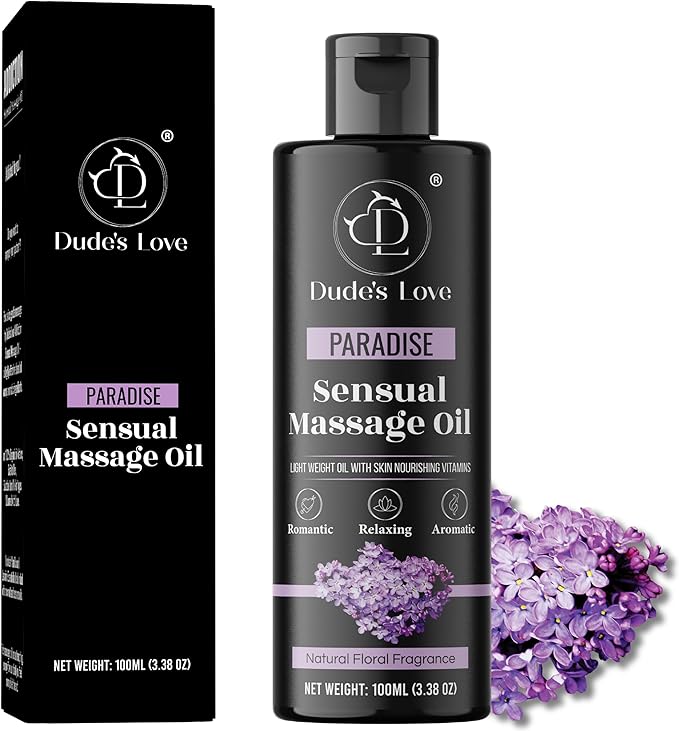 Organic - Edible Floral Sensual Massage Oil for Couple - Smooth Body Glide| No Stain & Non-Sticky | with Fractionated Coconut Oil, Lavender & Orange Blossom Oil | Nourish & Moisturise Skin