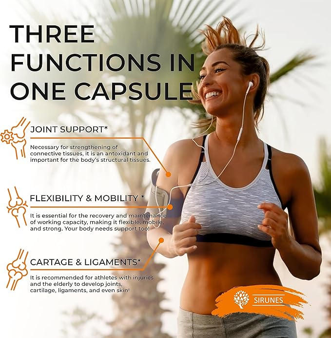 SIRUNES Chicken Collagen Capsules - Type II Collagen Nutritional Supplement for Joint, Skin & Bone Support - Non-GMO, Anti-Aging Dietary Supplements with Hydrolyzed Collagen Peptides - 120 Capsules