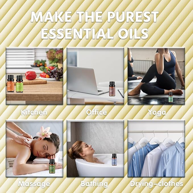 Premium Hotel Fragrance Oil Collection for Diffusers, Essential Oils for Diffusers for Home, Hotel Diffuser Fragrance Oils,Spa & Candle Making, White Tea, Citrus Luxe, Velvet Night and More - 6x10ml