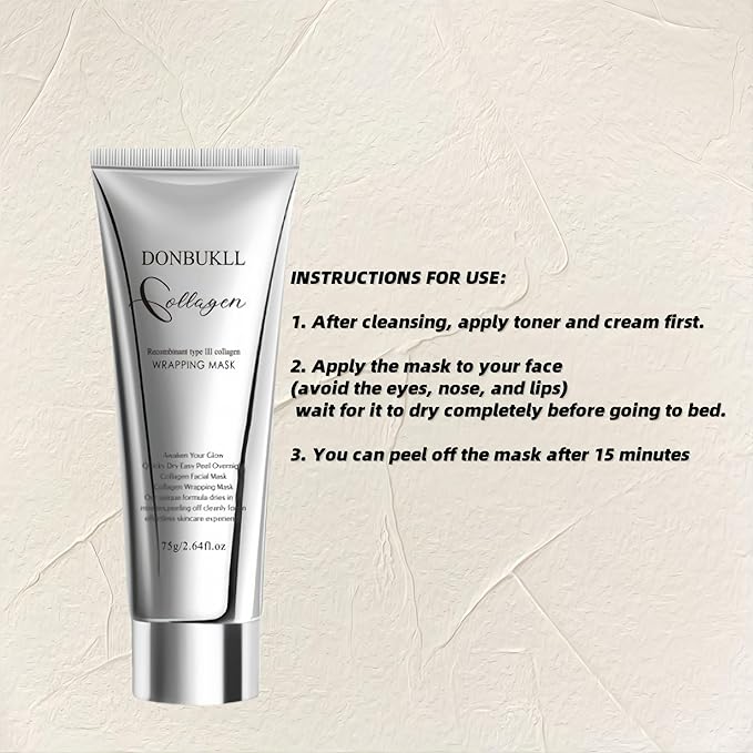 Hydrolyzed Collagen Night Wrapping Mask - 2.64 fl.oz | Overnight Peel Off for Elasticity, Hydration & Tight Skin | Reduce Sagging & Dullness