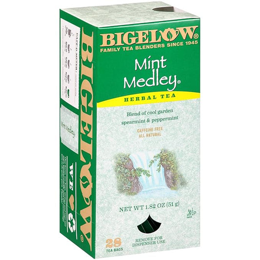 Bigelow Mint Medley Herbal Tea Bags 28-Count Boxes (Pack of 6) Mint Tea Bags Peppermint & Spearmint Herbal Tea All Natural Gluten Free