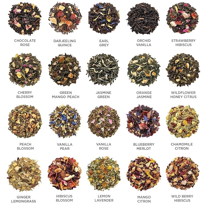 Tea Forte Tea Sampler, Jubilee Tea Chest, Tea Gift Set with 40 Pyramid Tea Infusers, Organic Loose Leaf Tea Variety with Assorted Teas/Tea Sampler Gift Box
