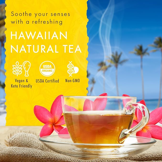 Hawaiian Natural Tea Pineapple Strawberry Flavored Organic Tea - Tropical Fruit Green Tea Blend with White Tea - Perfect Daily Cup & Gift for Tea Lovers - 120 Tea Bags