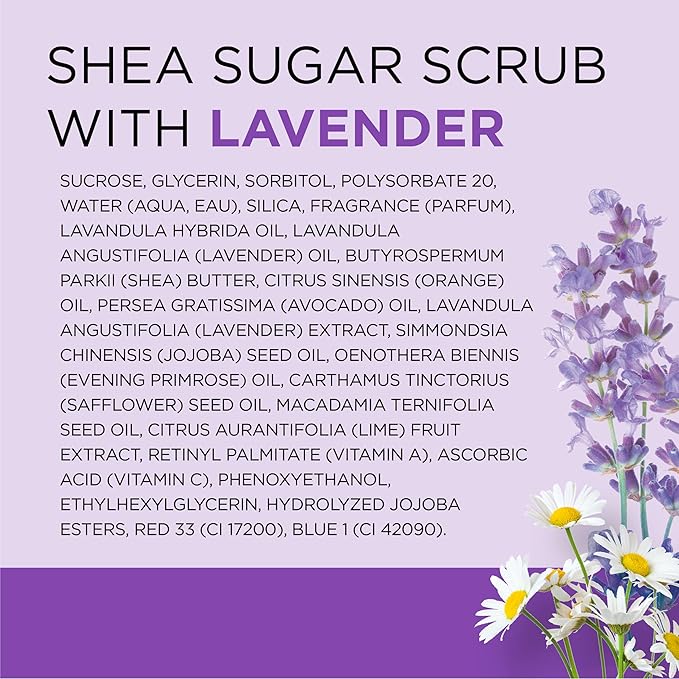 Dr Teal's Shea Sugar Scrub, Lavender Essential Oils, 19 oz (Pack of 3)