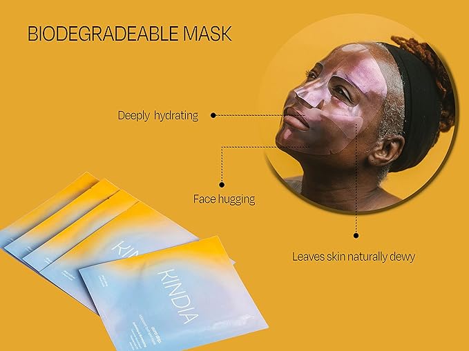 KINDIA AURA DRIP Clean Korean Skincare 5x Face Mask - Biodegradable - Illuminating & Hydrating for Dewy, Plump, Glowy & Radiant Skin Aloe Vera, Rosewater, Neem Extract - Beauty Mask for all skin types