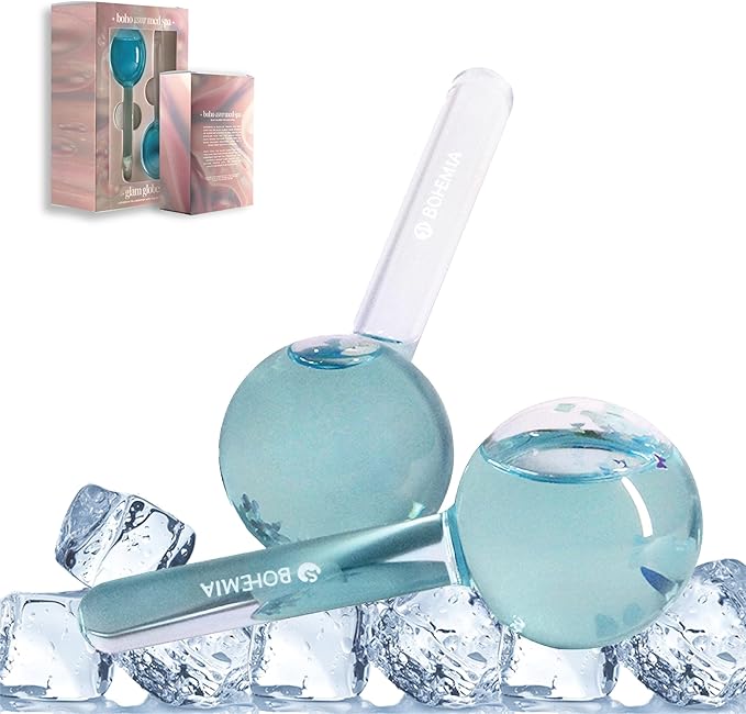 Cryo Glam Globe's | Glow in The Dark Ice Globes with Butterfly Infusion – Cooling Cryo Facial Massager for Depuffing, Tightening & Anti-Aging Skincare