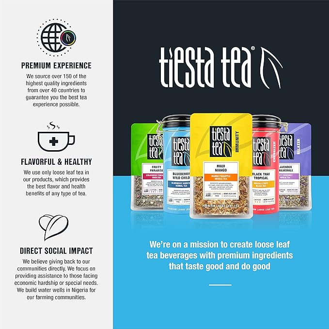 Tiesta Tea - Lavender Chamomile, Loose Leaf Soft Chamomile Herbal Tea, Non-Caffeinated, Hot & Iced Tea, 0.9 oz Pouch - 25 Cups, Natural, Stress Relief & Health Support, Herbal Tea Loose (Pack of 2)