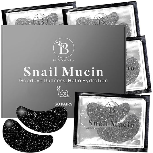 Snail Mucin Under Eye Patches (30 PAIRS), For Puffy Eyes and Dark Circles, Under Eye Mask with Hyaluronic Acid & Hydrolyzed Collagen, Deeply Hydrating Formula, Patch Yeux