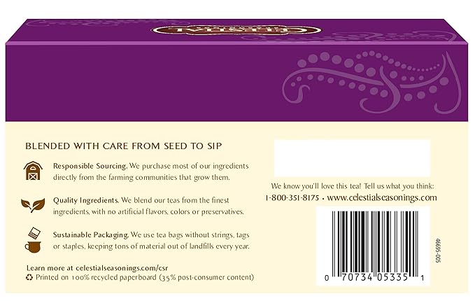 Celestial Seasonings Wild Berry Zinger Herbal Tea, Caffeine Free, 20 Tea Bags Box (Pack of 3)