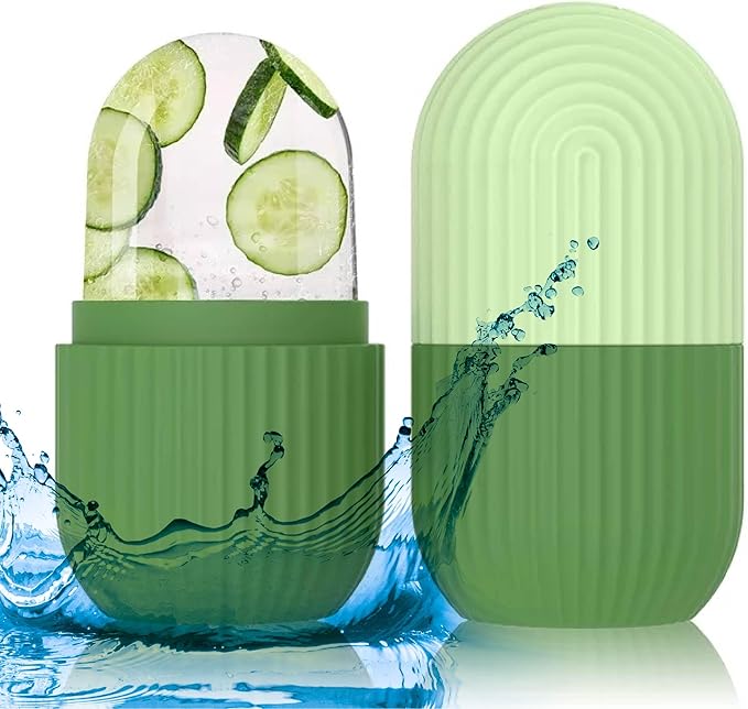 Ice Face Roller - Perfectly shaped for Face, Body, and Under Eyes - Ice Mold for Face Easy Handheld Design - Food-Grade Silicone material - Pamper Yourself with Ice - Facial Beauty Ice Roller (Green)