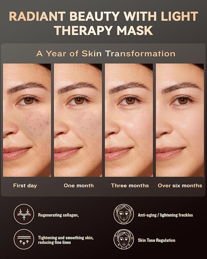 LED Light Therapy Mask Skin Care Mask, LED Red Light Therapy 630nm & 830nm Wavelength for Home Use, Body Beauty Machine for Care at Home (premium white)