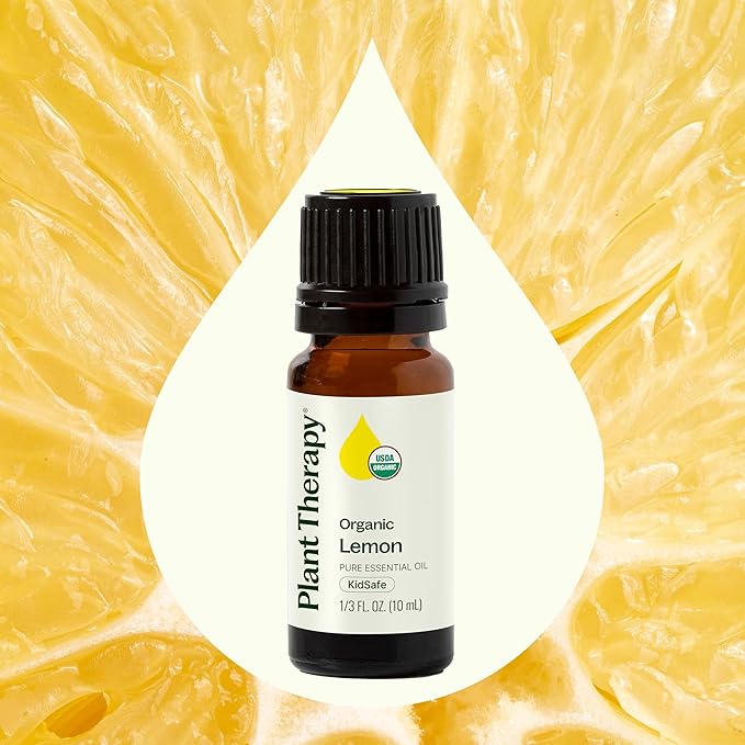 Plant Therapy Organic Lemon Essential Oil 100% Pure, USDA Certified Organic, Undiluted, Natural Aromatherapy, Therapeutic Grade 10 mL (1/3 oz)